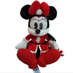 Disney Parks Minnie Mouse Cheer with Candy Cane Christmas Holiday Plush 15" EUC